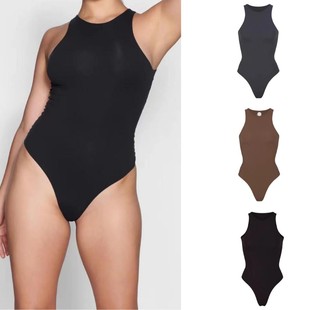 Skim * s Kardashian Same Style Sexy Tight Body Clothes Solid Color Crewneck Sleeveless Base Clothes