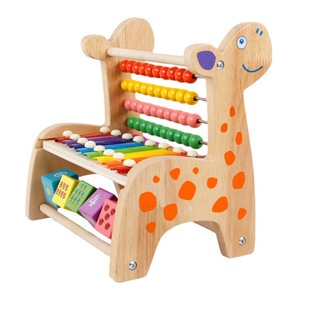 Children's Log Color Fawn Knocking Beads Beaded Building Blocks Digital Cognitive Computing Rack Wooden Early Education Educational Toys