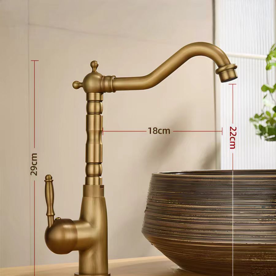 Copper antiguo grifo de agua caliente y fría estilo europeo lavabo de cocina grifo giratorio lavabo grifo retro lavabo