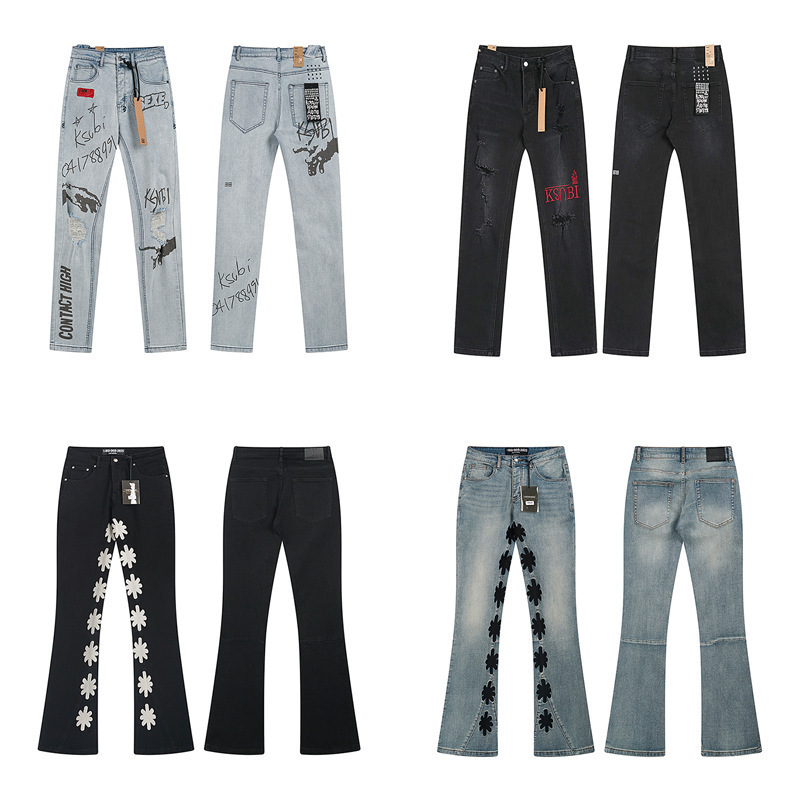 Ksubi Trendy Brand Cross-Border Wholesale European and American Style Men's New Style Washed Casual Tight-Fitting Jeans for Men and Women Couples