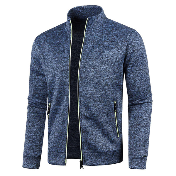 Demi-season knitted velvet sweater with zipper