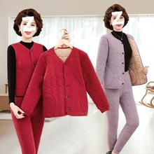三件套保暖套装中年女装冬季保暖棉衣外套内胆棉服妈妈德绒两件套