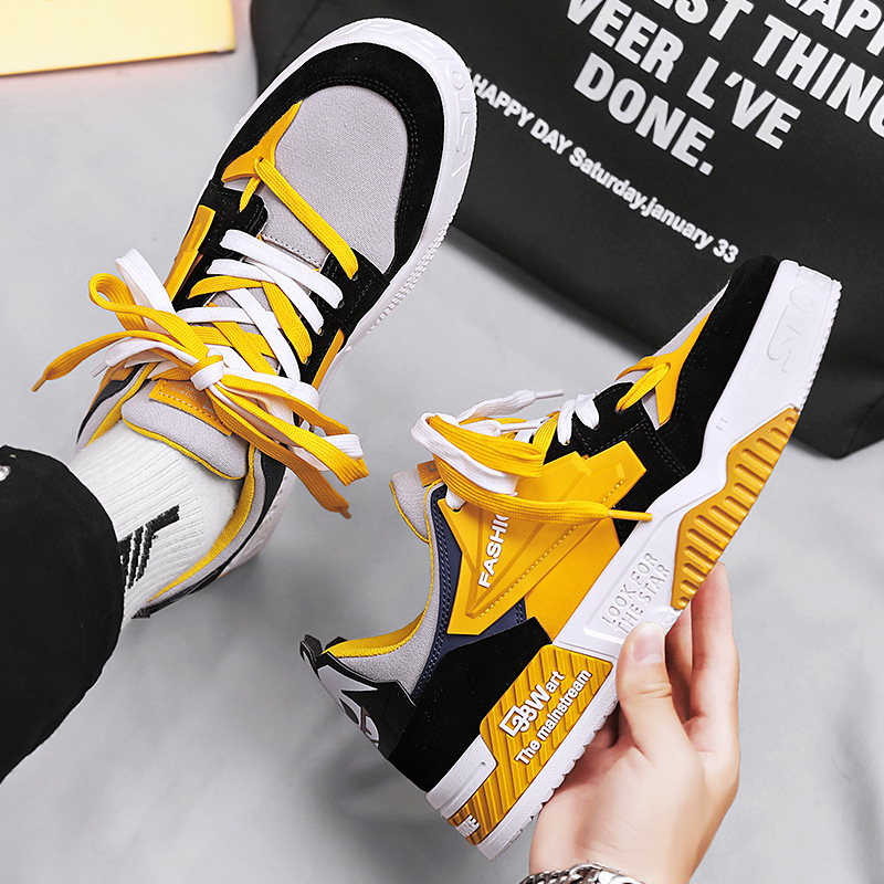 Men's Shoes New Autumn Trendy Versatile Casual Two-Tone Shoelace Sneakers Youth Shoes Sports Trendy Shoes Men