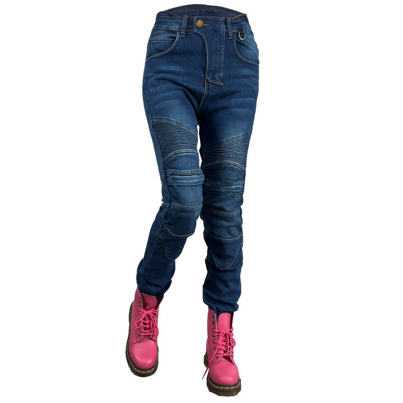 VOLERO motocicleta pantalones vaqueros de las mujeres de cintura alta de la motocicleta de montar pantalones de invierno de lana forrada a prueba de agua caliente anti-caída pantalones