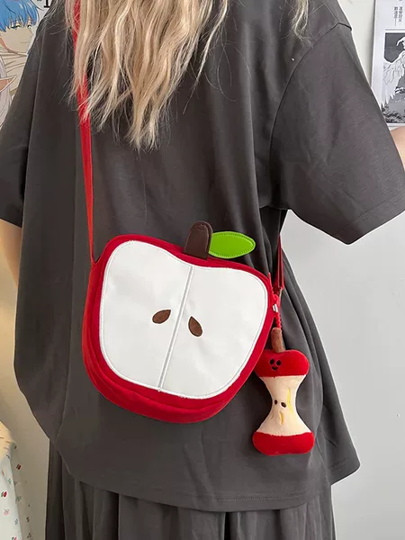 2025 New Multi-Purpose Creative Cute Red Apple Kt Cat Shoulder Bag, Stylish and Cute Underarm Small Backpack