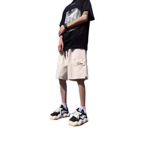 Summer Workwear Loose Straight Leg Pure Cotton Men's Youth Japanese Style Casual Short Pants Trendy Full Cotton Pants