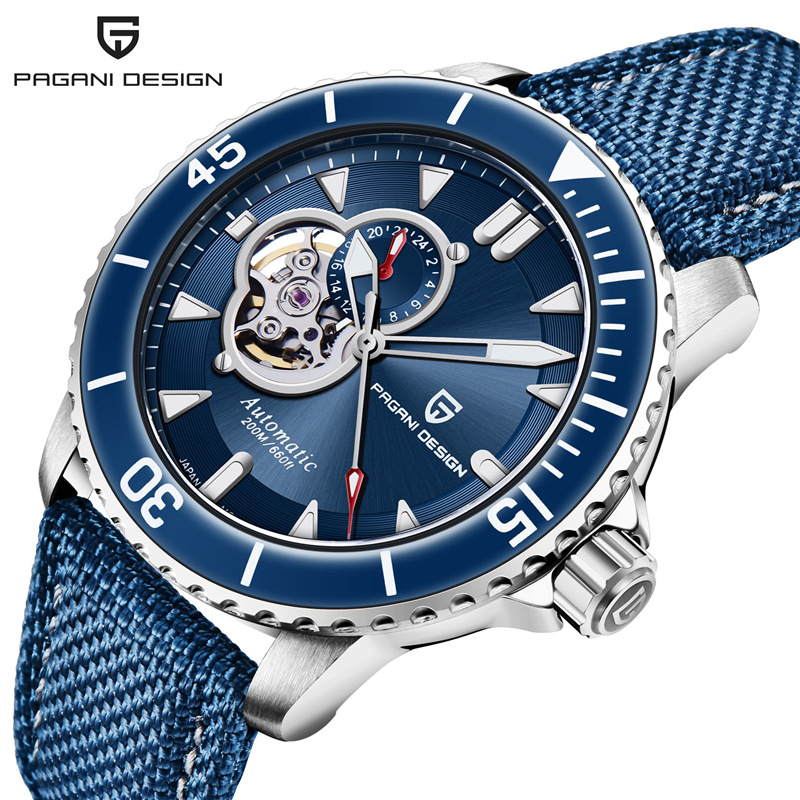 PAGANI DESIGN bojiani reloj mecánico automático para hombre impermeable reloj de acero inoxidable para hombre 1674