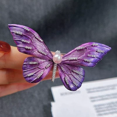 Corsage Design Niche Pin – Yaxa sancaqları - purple-enamel-butterfly