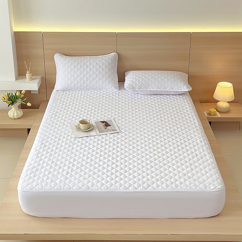 Factory Direct Sales New Washed Cotton Waterproof Quilted Bed Sheet Simple All-Inclusive Bed Cover Mattress Protector Pure Color Anti-Slip