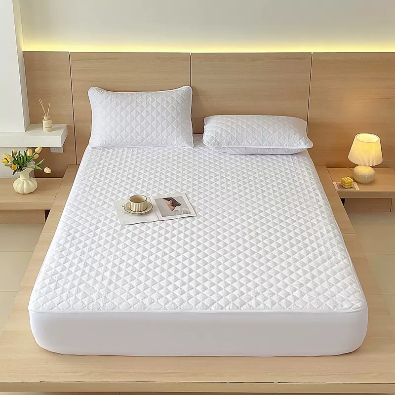 厂家直销新款水洗棉防水夹棉床笠简约全包床罩床垫保护罩纯色防滑