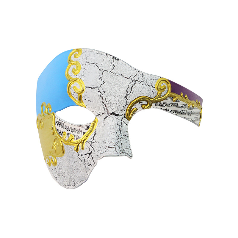 Máscara de media cara de nota de crack veneciana transfronteriza Máscara de fiesta de disfraces vintage para hombre Máscara de Halloween