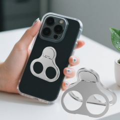 携帯電話用リングスタンド、金属製、クリエイティブなアルミニウム合金、ポータブルリングホルダー、二重リング、粘着式、二重リングで安定