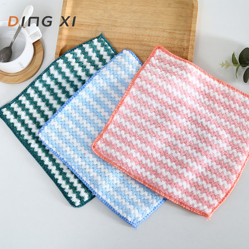 Cationic dishcloth kitchen cloth oil-proof water-absorbent non-falling hair household cleaning scouring pad wholesale 