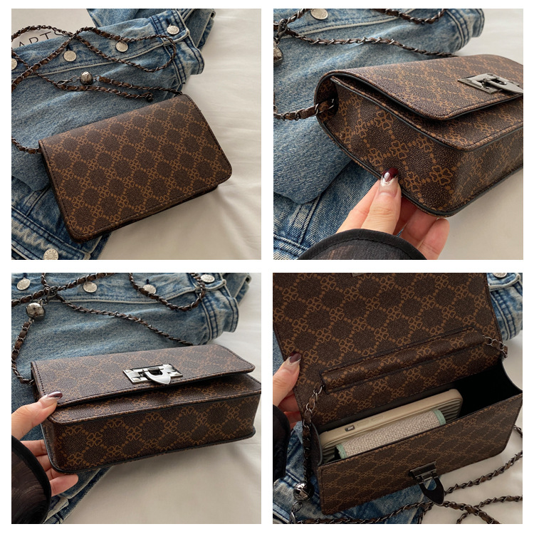 Cross-border women's bag 2024 New leopard print underarm bag, Korean style fashionable and trendy chain single-shoulder bag, riveted crossbody bag undefined