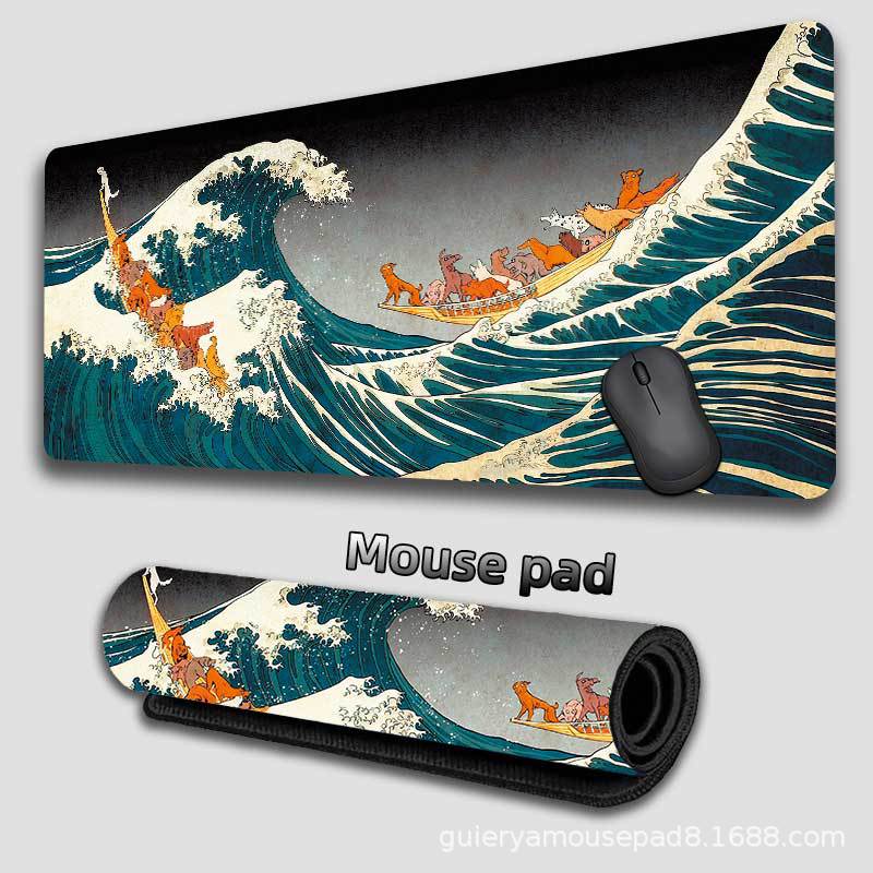 Kanagawa Waves Japanese Wind Alfombrilla de ratón súper grande transfronteriza Alfombrilla de escritorio de oficina personalizada Alfombrilla de ratón para teclado Mousepad