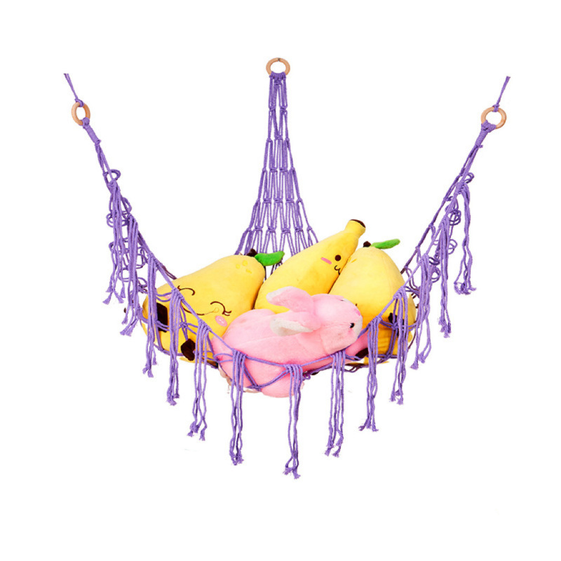 三角玩具ネットポケット手作り綿紐編みハンモックネットポケットぬいぐるみ収納壁ポケット吊りネットポケット|undefined