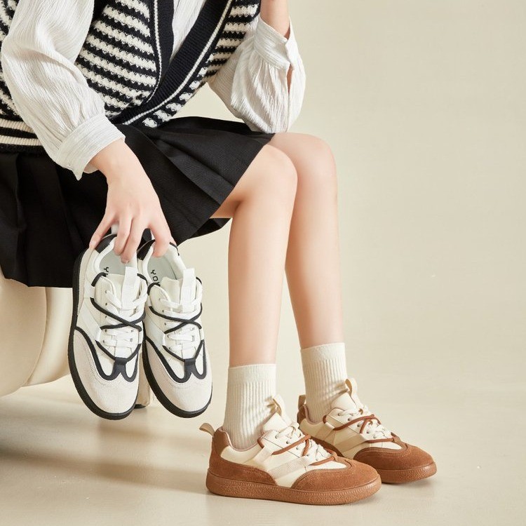 Brown Women's Running Shoes - Versatile Academy Style Sneakers_voghion.com