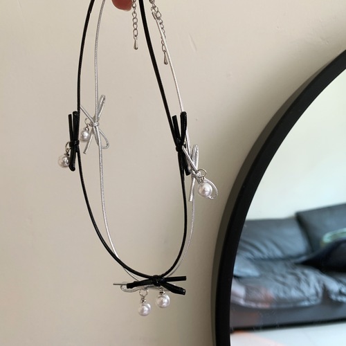Elegant Butterfly Knot Pearl Aura Style Fashion Necklace Gothic Early Choker from Dongdaemun, South Korea