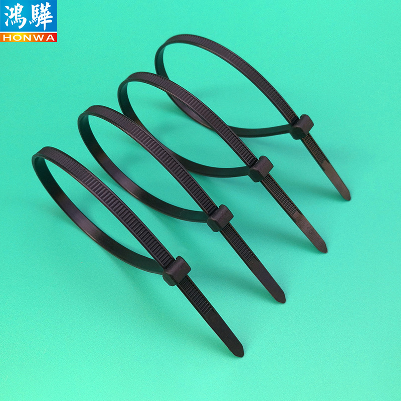 供应环保pa66材质反齿扎带 黑色包装足数不伤线材无痕反穿式扎带