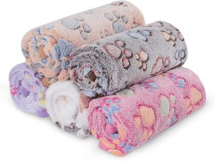Dog blanket pet coral fleece flannel paw print blanket cat dog mat kennel cross-border Amazon hot sale