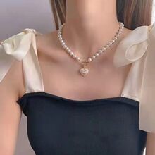 找工厂轻奢珍珠爱心项链女2025年新款潮小众设计感百搭2025脖颈链