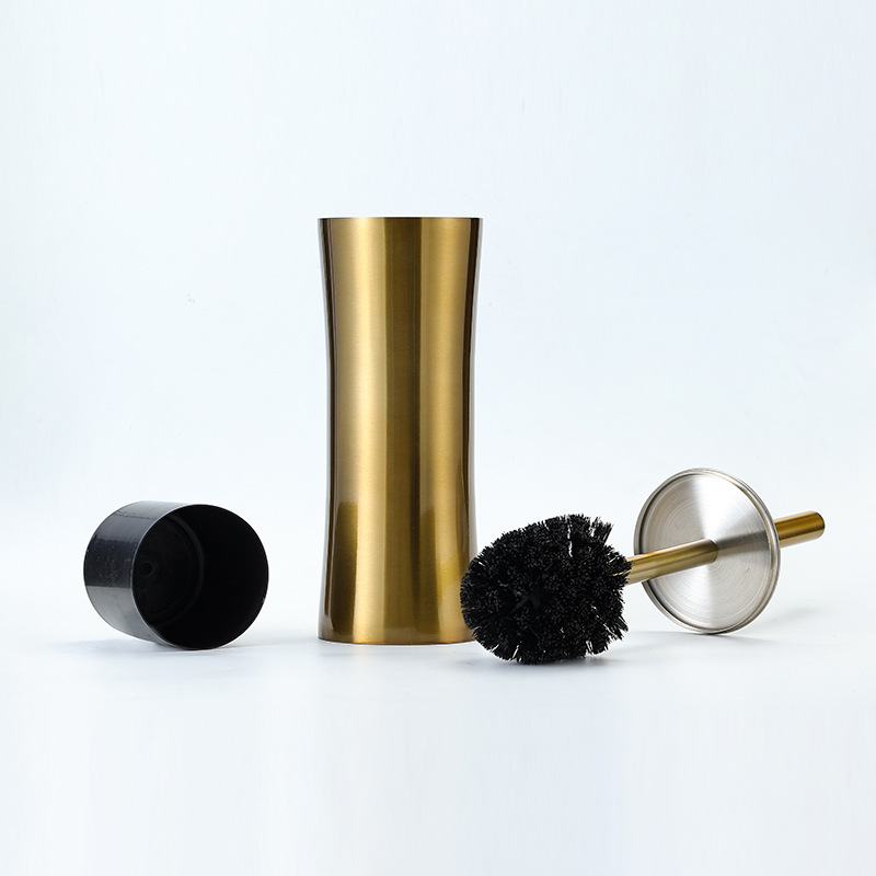 Cepillo de baño de piso de acero inoxidable Amazon transfronterizo cintura Limpieza de inodoro cepillo de baño traje de baño de oro