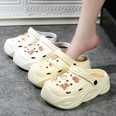 EVA clog sandals for women, summer outdoor wear, new thick-soled, internet-famous beach sandals with a squishy feel, open-toe half-sandals for summer.