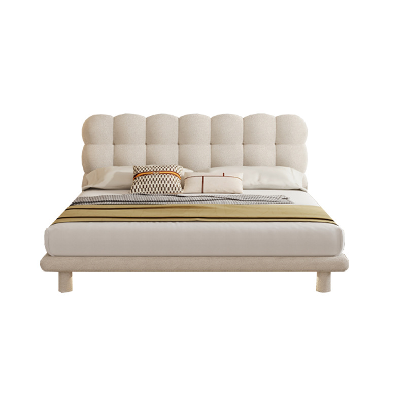 Cama de burbuja de crema francesa Cama de tela de cachemire Cama doble moderna simple Cama de princesa roja en línea Cama infantil