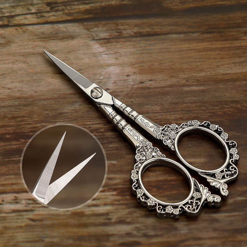 Nail Art Nail Clipper Sticker Crane Cut Vintage Plum Blossom Scissors Nail Salon Special Use Scissors Paper Tray Small Decorative Accessories Tool