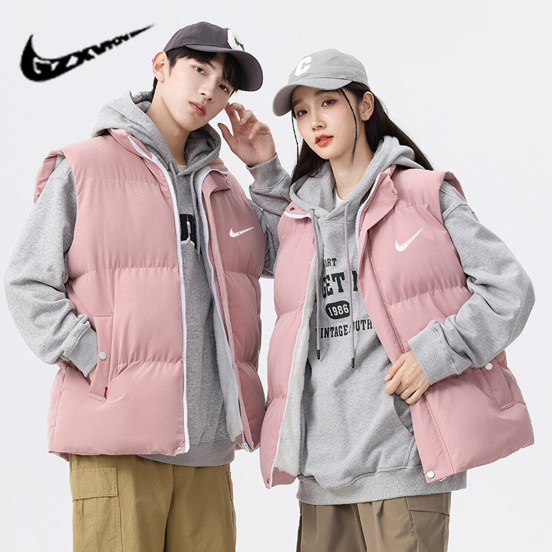 Men's 2023 Winter cashmere vest men's fleece-lined thickened waistcoat warm casual jacket stand collar couple vest