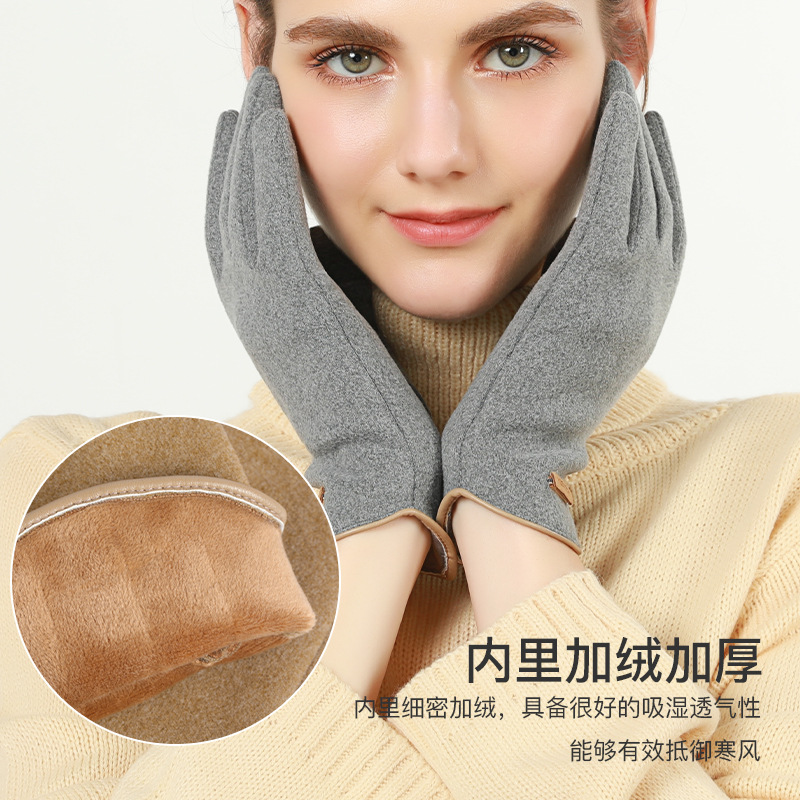 Otoño e invierno guantes de terciopelo Forro cálido forrado de lana gruesa a prueba de viento a prueba de frío a prueba de fugas Flip dedo guantes de pantalla táctil para mujeres