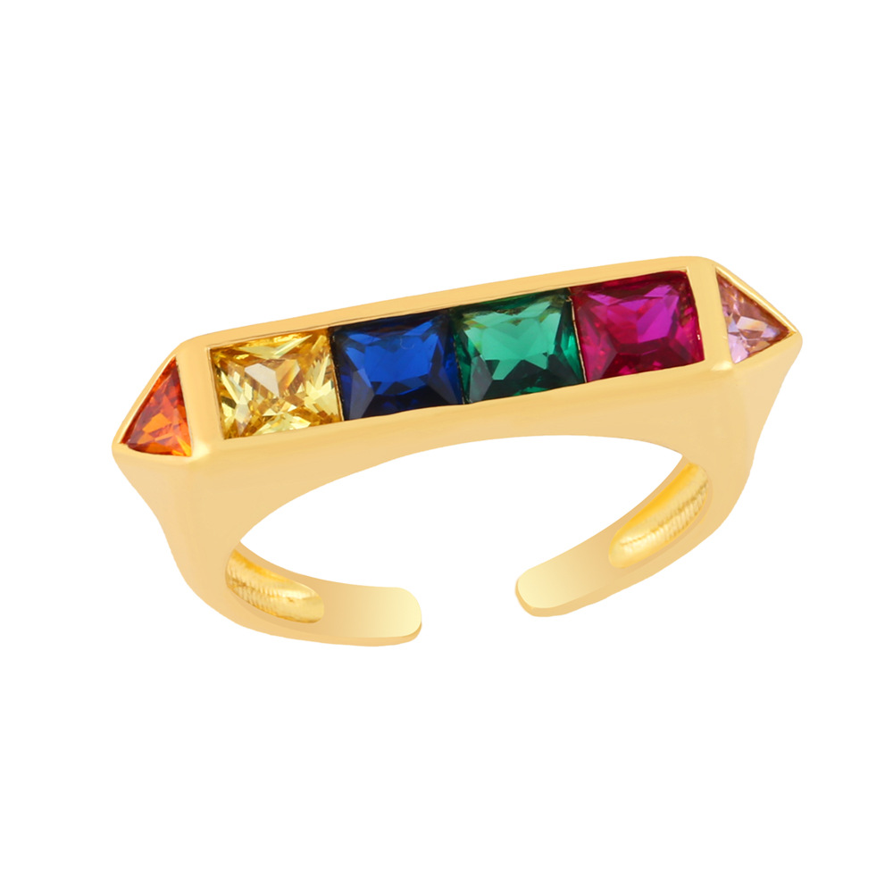 retro niche micro-inlaid zircon opening ring high sense geometric tail ring
