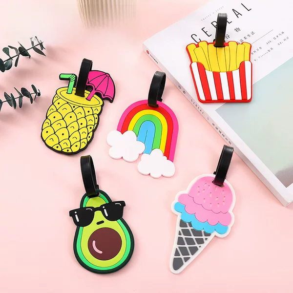 Factory Direct Sales Creative Cartoon Boarding Luggage Tag Pvc Soft Glue Anti-Lost Strap Suitcase Tag Wholesale in Stock
