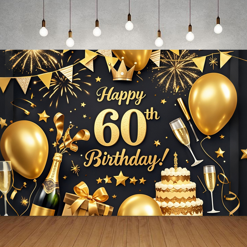 Nueva tela de fondo de feliz cumpleaños transfronteriza, carnaval de fiesta, serie principal de decoración de escenas, banner de cumpleaños