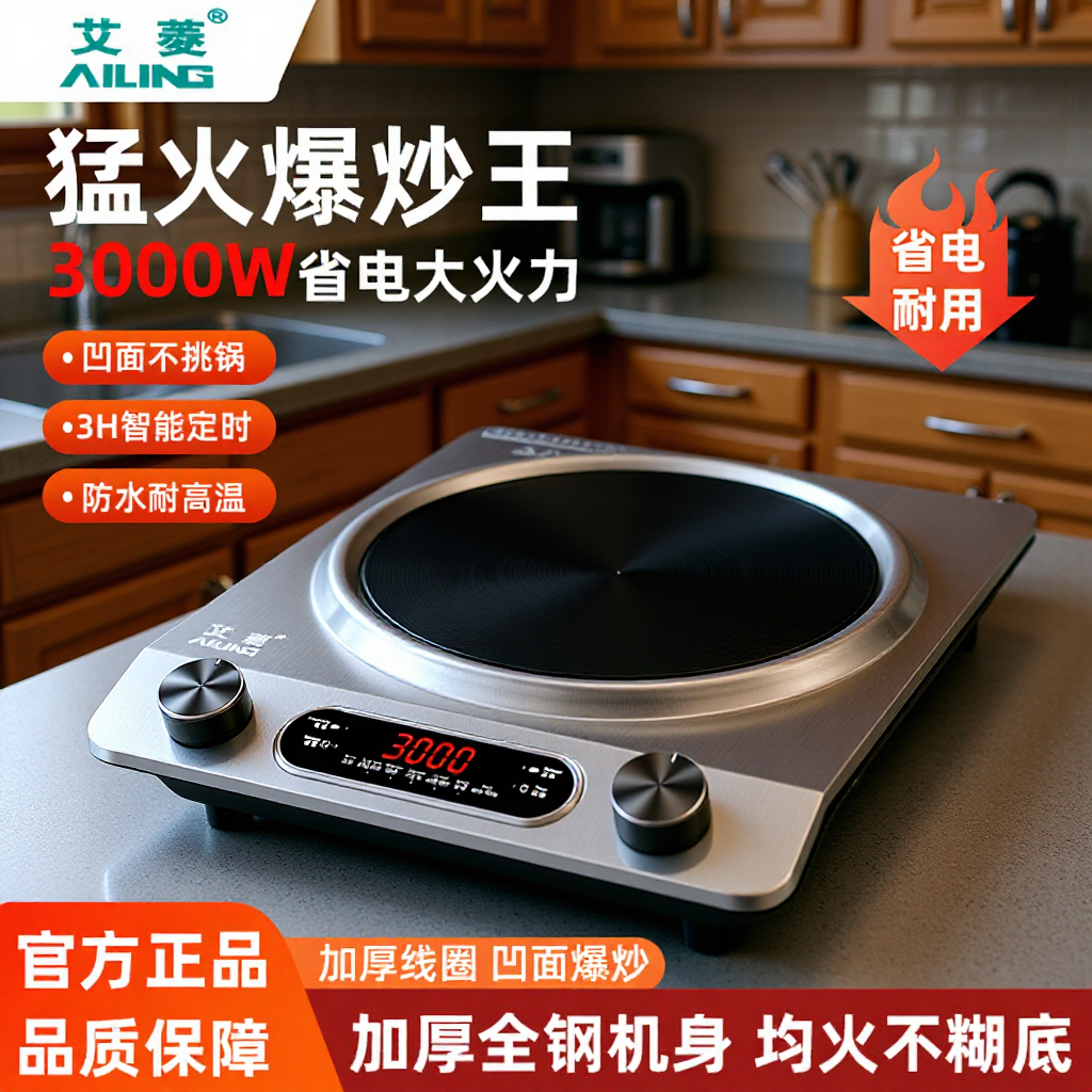 凹面电磁炉3000W家用商用大功率猛火灶电炉灶爆炒火锅炒菜锅