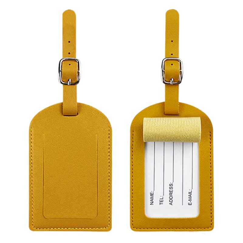 Cross-border spot PU leather boarding pass horizontal and vertical flap with bag hardware buckle to give inside signature paper luggage tag