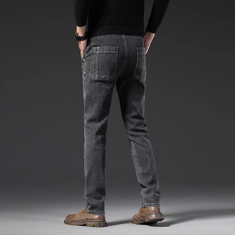 Pantalones vaqueros de los hombres del estiramiento Otoño e Invierno nueva moda versátil multi-Bolsillo recto slim fit pantalones casuales moda