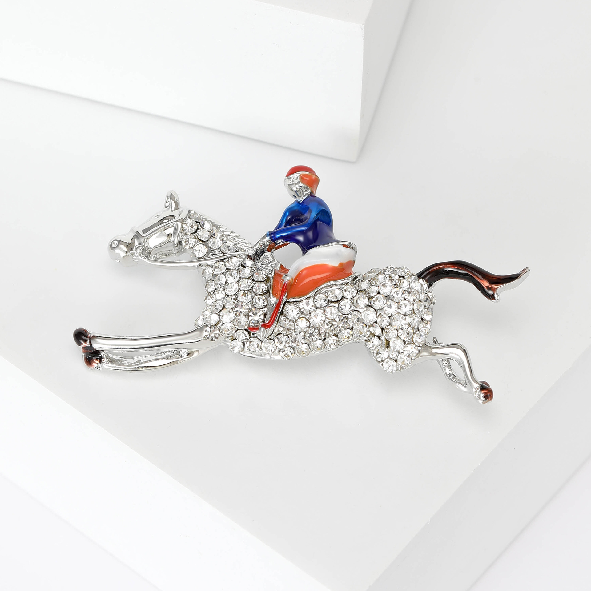 Men's Gender Retro Pin Human Horse Alloy Enamel Inlay Rhinestones Men's Brooches
