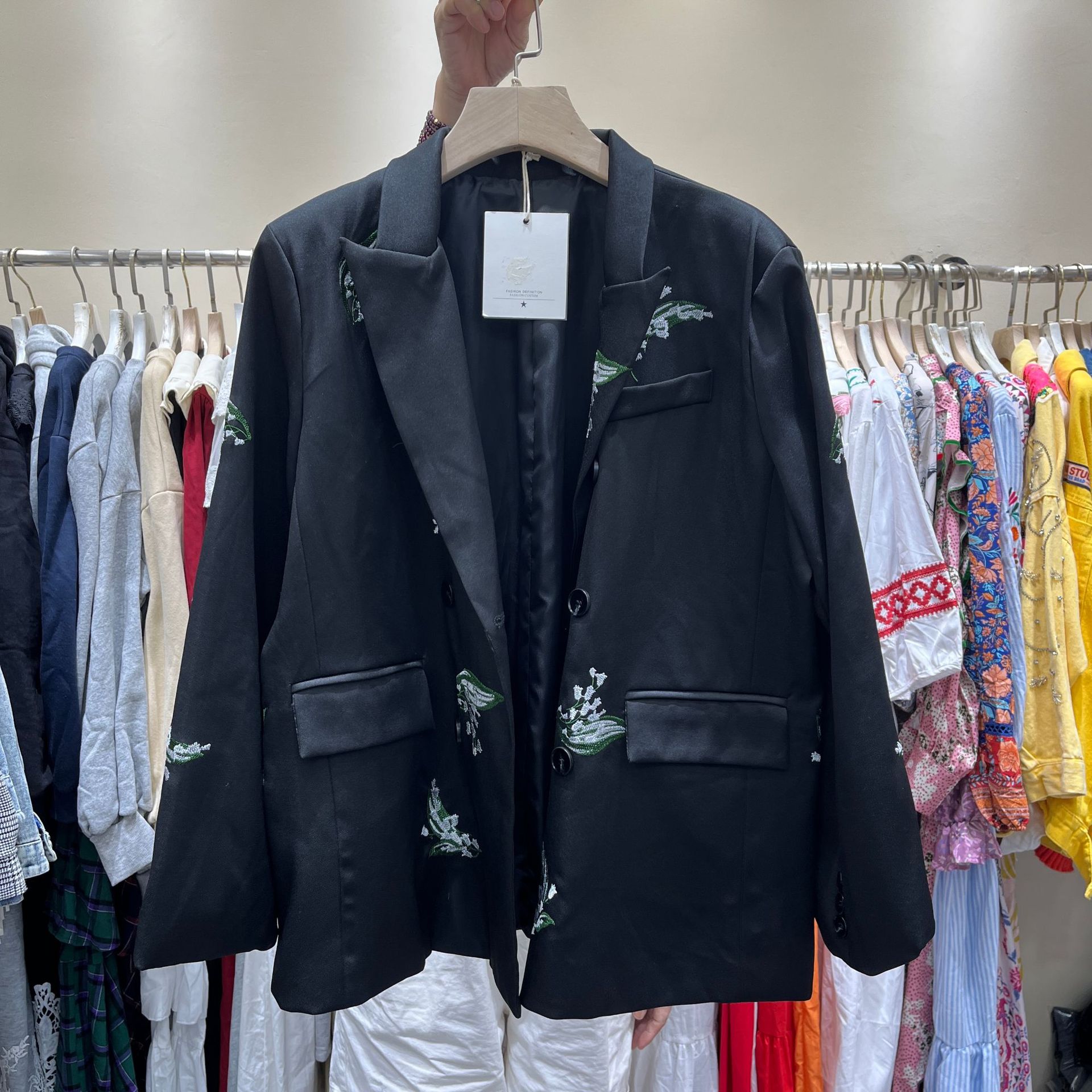 Women's Clothing high end sister street blasting suit tops new embroidered loose black suit jacket for women_voghion.com