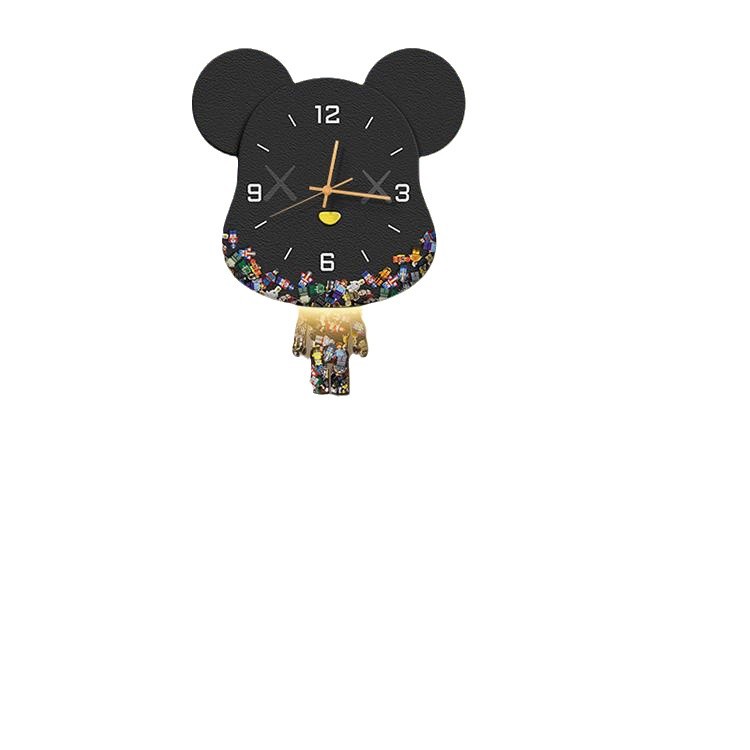 곰 카우 창조적 인 동향 벽 시계 거실 홈 새로운 시계 다이닝 룸 뮤트 스윙 시계 벽 램프