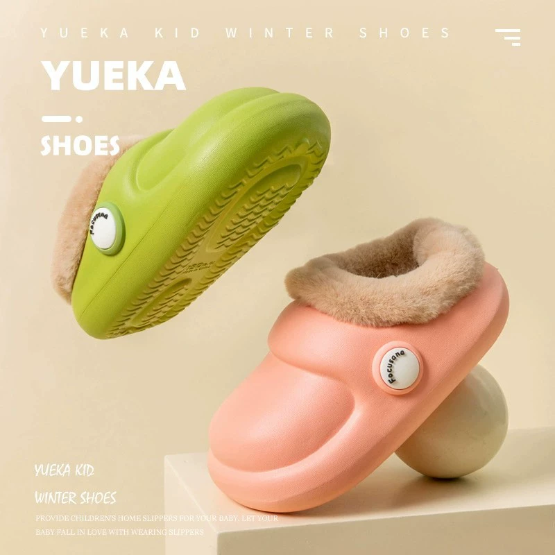 2025 Новые детские тапочки для дома, осень-зима, водонепроницаемые тапочки для мальчиков и девочек, теплые домашние хлопковые тапочки для малышей