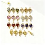 铜彩色锆石爱心双孔连接器 手链项链耳环DIY挂件饰品配件制作材料