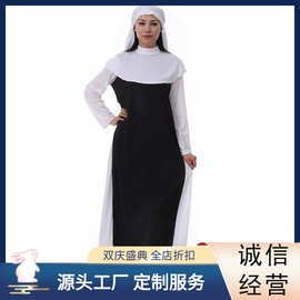 修女长裙套装带头巾 万圣节氛围感服装舞台表演服