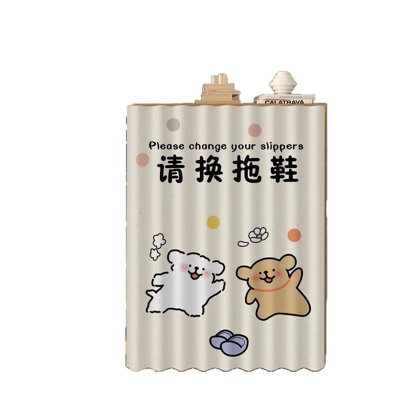 无门鞋柜遮挡帘书架货架橱柜防尘布帘免打孔滑轨式拉帘柜子遮丑帘|undefined