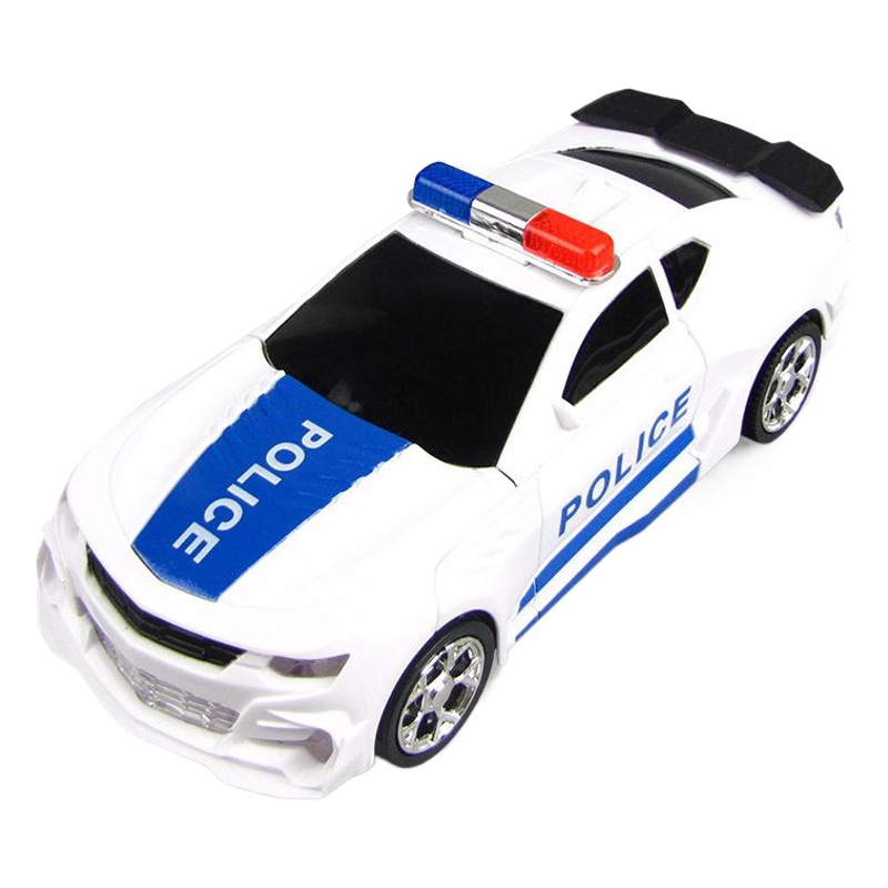 Tiktok mismo coche de deformación eléctrica deformación universal coche de policía música ligera robot de juguete para niños al por mayor