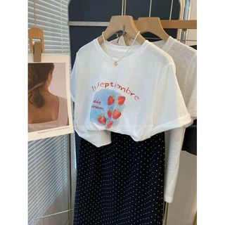 26年 21支纯棉-210克 后包领 夏装韩系短袖T恤女韩版圆领大码印花
