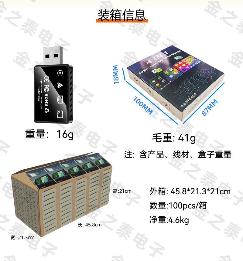 Hot-Selling 4-in-1 Carplay Wireless Box Smart Mirror Screen Projection Car Connectivity Reverse Control Carplay Box