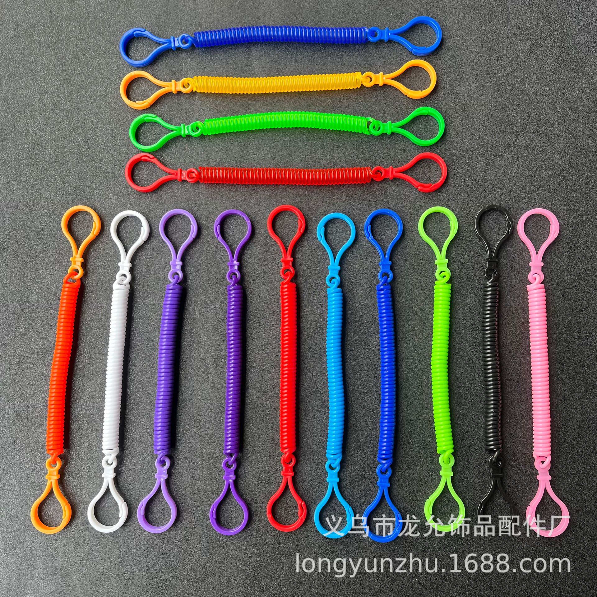 厂家批发塑料葫芦扣弹簧绳彩色灯泡扣伸缩钥匙链玩具闪光球吊绳