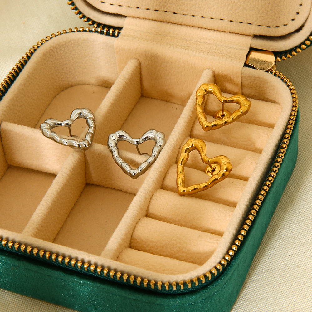 Holiday, Banquet, Daily Occasion 1 Pair Lady Heart Shape Plating 304 Stainless Steel Ear Studs