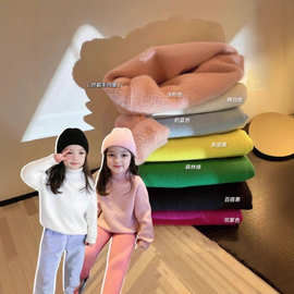 男女童装冬加绒毛衣2025新款一体绒保暖针织中大童高领加厚上衣潮